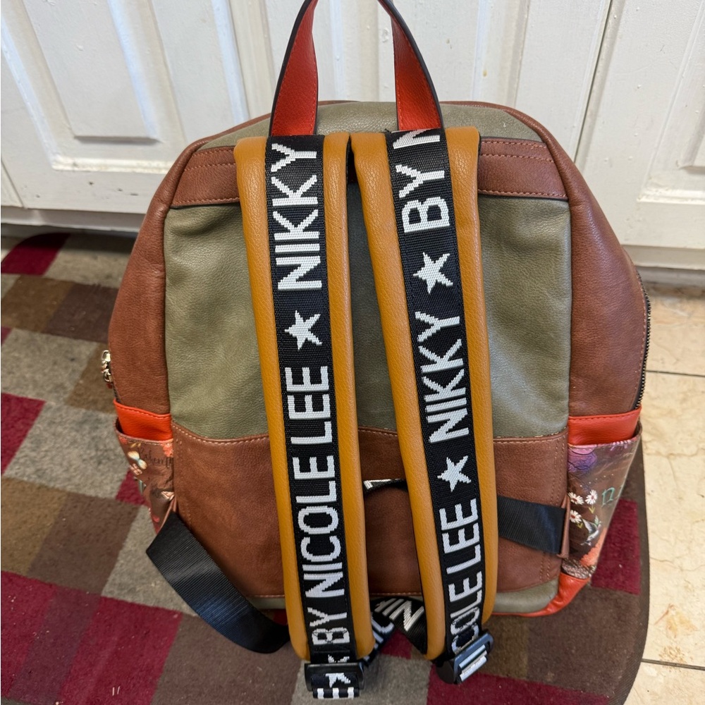 Nikky by Nicole Lee Brown and Green Backpack with Floral Design - Picture 3 of 13